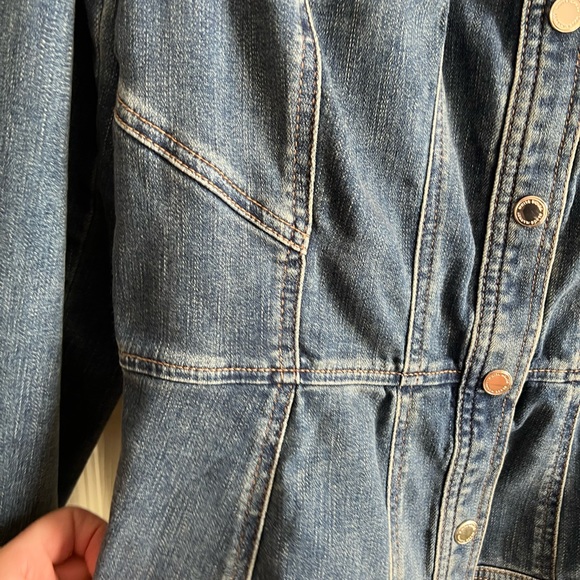 White House black market peplum trucker denim jacket M - Picture 2 of 11